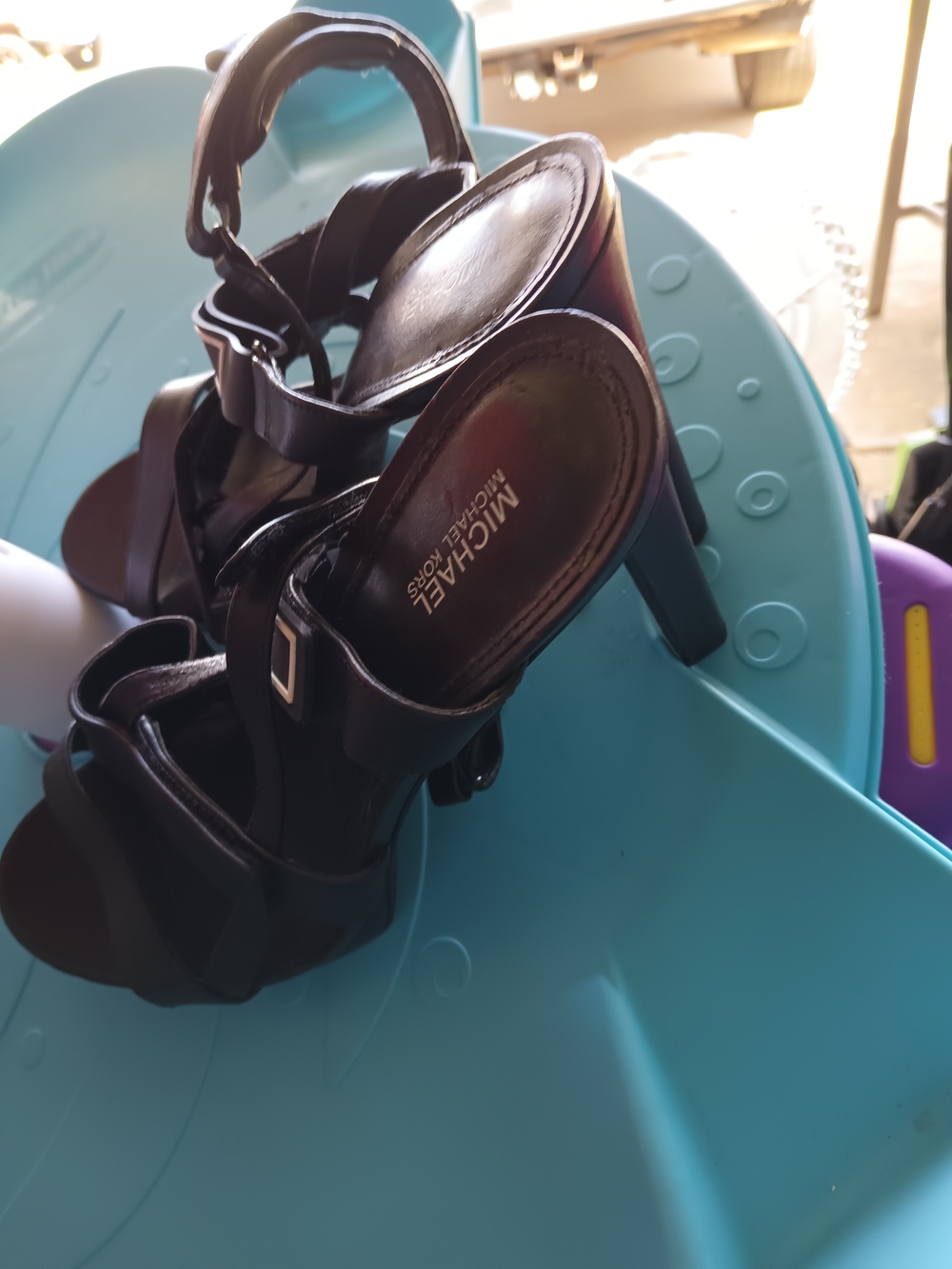 Michael Kors Women's Black Strappy Wedge Sandals - Picture 2 of 4